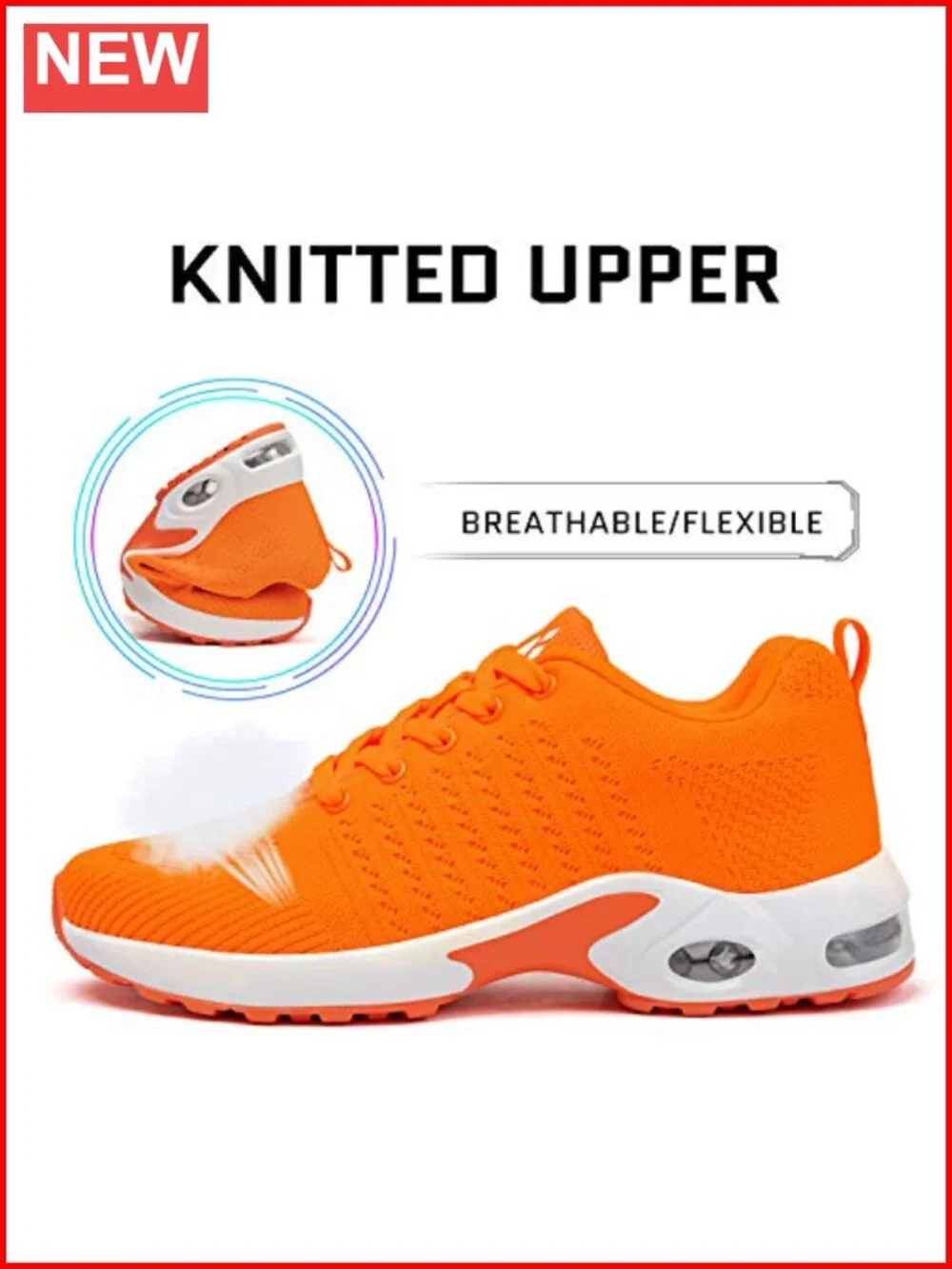 Women's Air Cushion Running Sneakers Lightweight Arch Support Mesh Walking Shoes